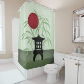 Mini pagode bamboe maan douchegordijn (In situ)