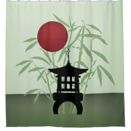 Mini pagode bamboe maan douchegordijn