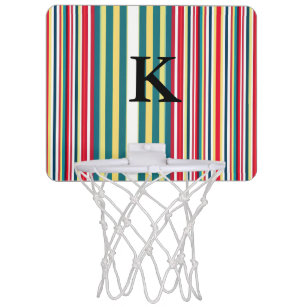Mini-panier De Basket Bandes rétro coloré ajouter monogramme première le