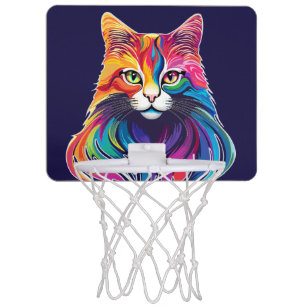 Mini-panier De Basket Cat Maine Portrait Coon Couleurs arc-en-ciel