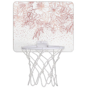Mini-panier De Basket Doodles et confettis floraux dessinés à la main en