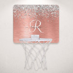 Mini-panier De Basket Rose Gold brossé Parties scintillant métallique No<br><div class="desc">Personnalisez facilement ce mini-club design chic et branché,  avec une jolie parties scintillant brillante en argent sur un arrière - plan métallique brossé en or rose.</div>
