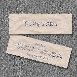Mini Papier Froissé Écriture à la Main Carte de Visite