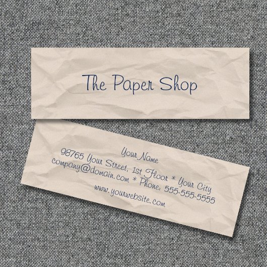 Mini Papier Froissé Écriture à la Main Carte de Visite