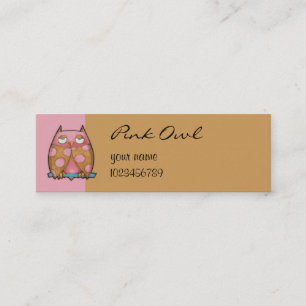 Mini Petit Carte de visite rose Chouette