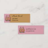 Mini Petit Carte de visite rose Chouette (Devant / Derrière)