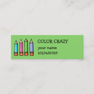 Mini Petit Carte de visite vert crayons de couleur