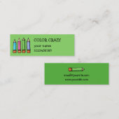Mini Petit Carte de visite vert crayons de couleur (Devant / Derrière)