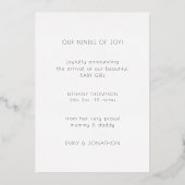 Mini photo bébé fille Faire-part de naissance huil (Verso)