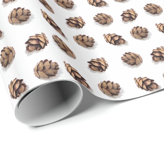 Mini Pine Cones op wit Cadeaupapier (Rol Hoek)