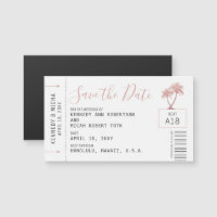 Mini Pink Plane Ticket Beach bruiloft Magnet