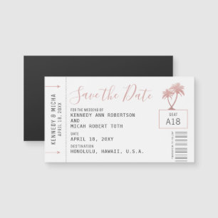 Mini Pink Plane Ticket Beach bruiloft Magnet