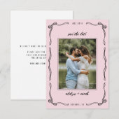 Mini pink whimsical bow photo RSVP kaartje (Voorkant / Achterkant)