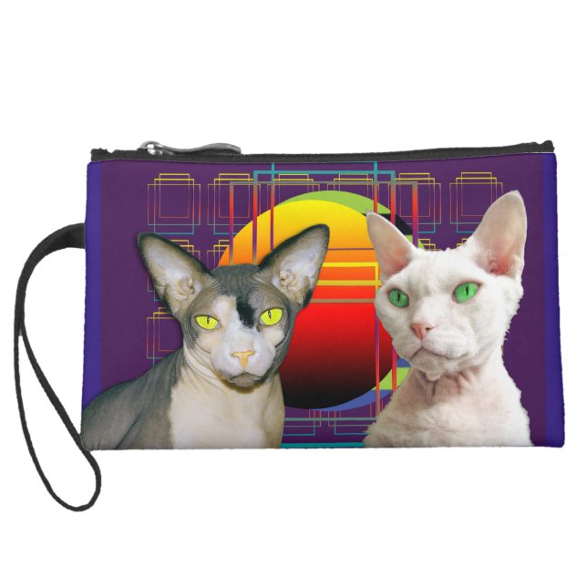 Mini-pochette Simili Daim Pourpre de chat de Devon Rex de chat de Sphynx (Dos)