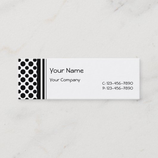 Mini Pois noirs sur modèle de carte de visite blanche (Devant)