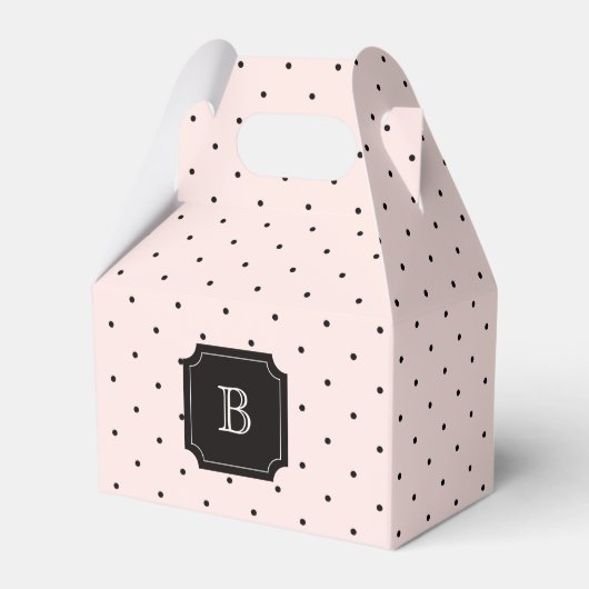 Mini Polka Dots Chique Roze Monogram Bruiloft Bedankdoosjes (Voorkant Zijde)