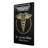 Mini Porte-bloc Ajouter Votre Nom Médicale Caduceus Symbole Black  (Angle2)