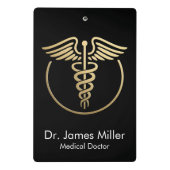 Mini Porte-bloc Ajouter Votre Nom Médicale Caduceus Symbole Black  (Dos)