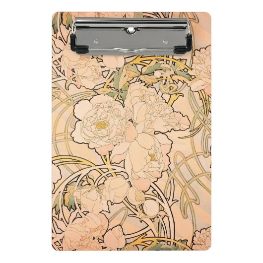 Mini Porte-bloc Alfonse Mucha Art Nouveau Peonies (Devant)