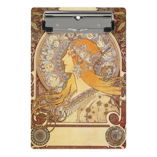 Mini Porte-bloc Alfonse Mucha Zodiac Art nouveau femme (Devant)
