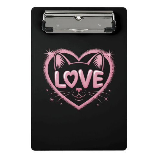 Mini Porte-bloc Amour de chat scintillant (Devant)