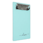 Mini Porte-bloc Aqua Bleu Turquoise Moderne Écriture Féminine Mono (Incliné)