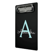 Mini Porte-bloc Aqua Teal Blue Script Girly Monogram (Angle2)