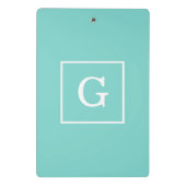 Mini Porte-bloc Aqua Turquoise Blanc encadré Monogramme initial (Dos)