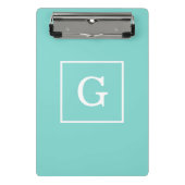 Mini Porte-bloc Aqua Turquoise Blanc encadré Monogramme initial (Devant)