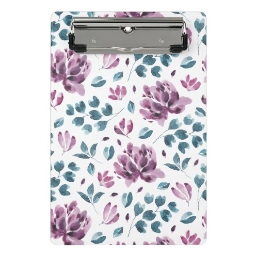 Mini Porte-bloc Aquarelle Peine violette Planner Floral (Devant)