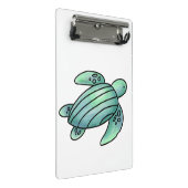 Mini Porte-bloc aquarelle peinte caricature de tortue de mer bleu  (Incliné)