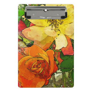 Mini Porte-bloc arrière - plan coloré vintage floral 2 d'art