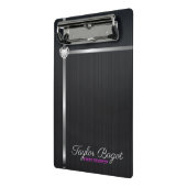 Mini Porte-bloc Arrière - plan en métal noir en bandes argentées (Angle2)