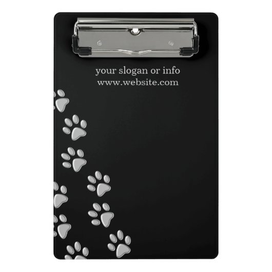 Mini Porte-bloc Arrière - plan noir Silver Dog Paws Motif d'impres (Devant)