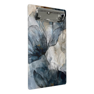 Mini Porte-bloc Art Abstrait Aquarelle Florale Bleu Élégant
