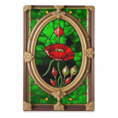 Mini Porte-bloc Art de vitrail fleur rouge vif (Dos)