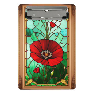 Mini Porte-bloc Art de vitrail fleur rouge vif