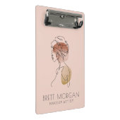 Mini Porte-bloc Artiste de maquillage moderne femme rose pâle (Incliné)