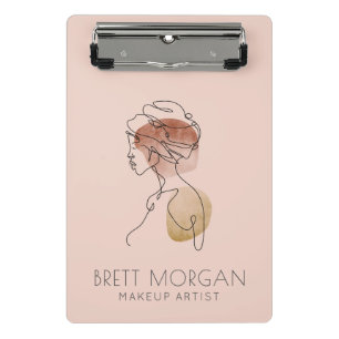 Mini Porte-bloc Artiste de maquillage moderne femme rose pâle