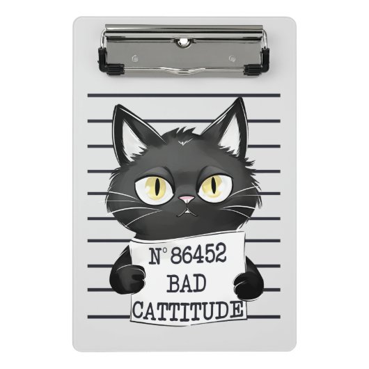 Mini Porte-bloc Bad Cattitude - Mugshot de chat noir (Devant)