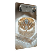 Mini Porte-bloc bague diamant doré brillant (Incliné)