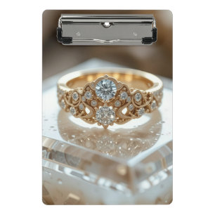 Mini Porte-bloc bague diamant doré brillant