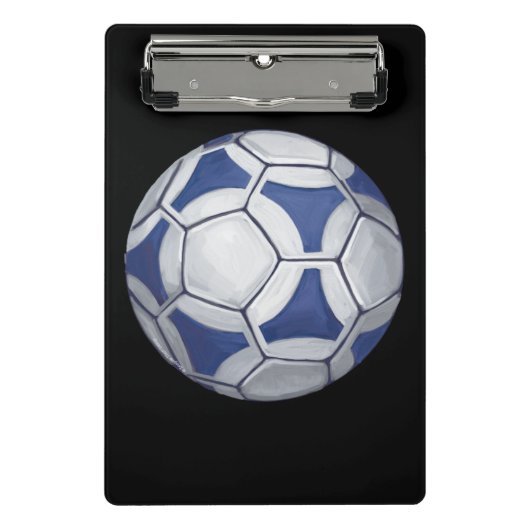 Mini Porte-bloc Bal de soccer bleu et blanc avec nom (Devant)