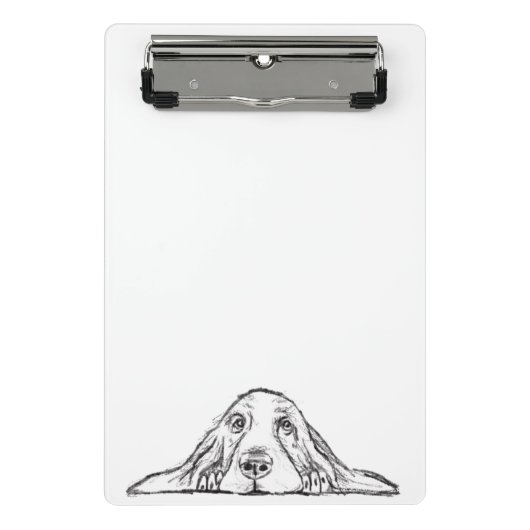 Mini Porte-bloc basset hound noir blanc yeux de chiot simple (Devant)