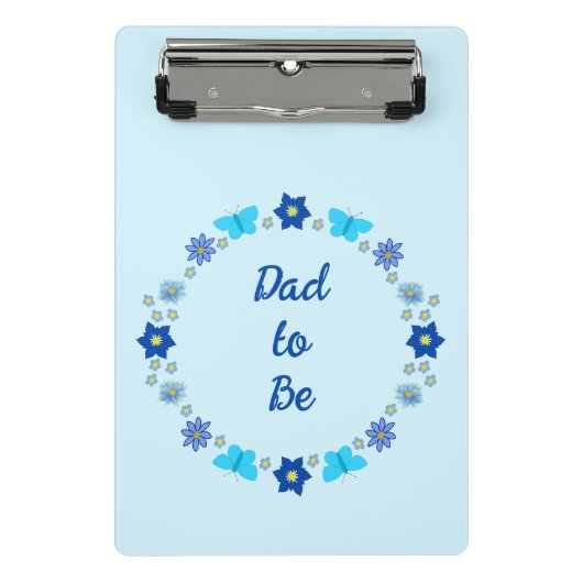 Mini Porte-bloc Bébé bleu Papillons et fleurs personnalisés (Devant)