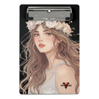 Mini Porte-bloc Belle Fille Anime Florale – Esthétique Pastel Douc