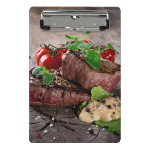 Mini Porte-bloc Biftecks grillés de BBQ avec les herbes et les