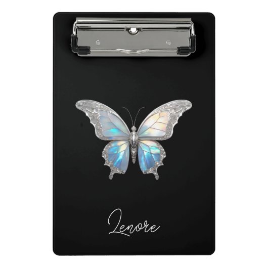 Mini Porte-bloc Bijoux papillon Opale et argent (Devant)