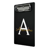 Mini Porte-bloc Black Gold Modern Script Girl Monogramme Nom (Angle2)