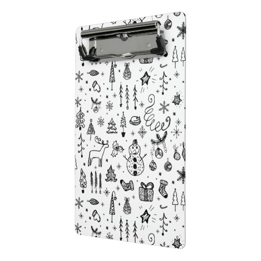 Mini Porte-bloc Black & White Christmas Icons Pattern – Cute  (Angle2)